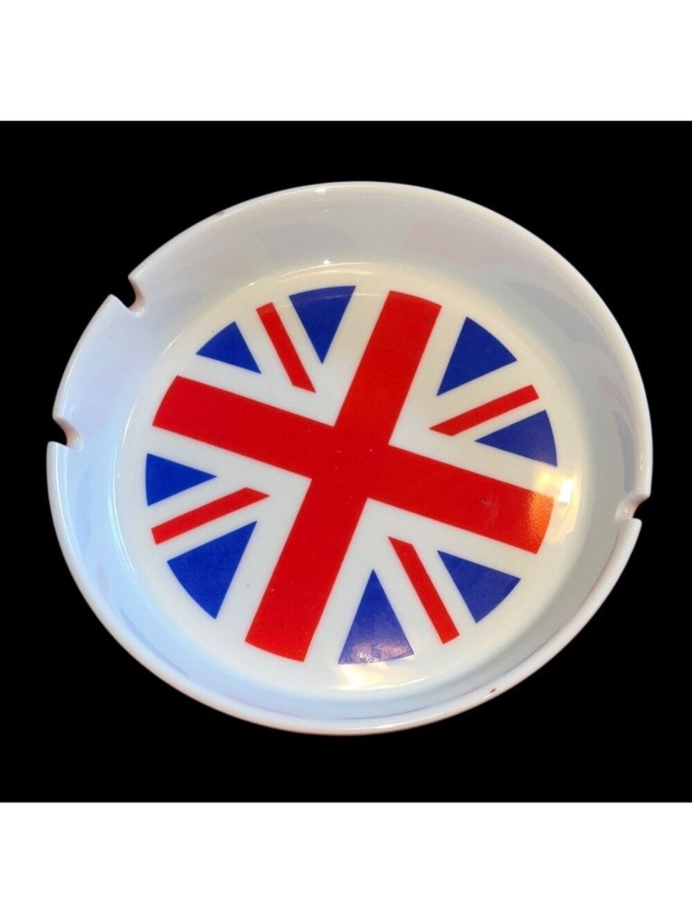 Vintage Union Jack Ceramic Ashtray Trinket Dish 7" UK's British Flag Design Or - Picture 2 of 5